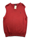 Colete de malha vermelho com gola em V e logo bordado - front image 1
