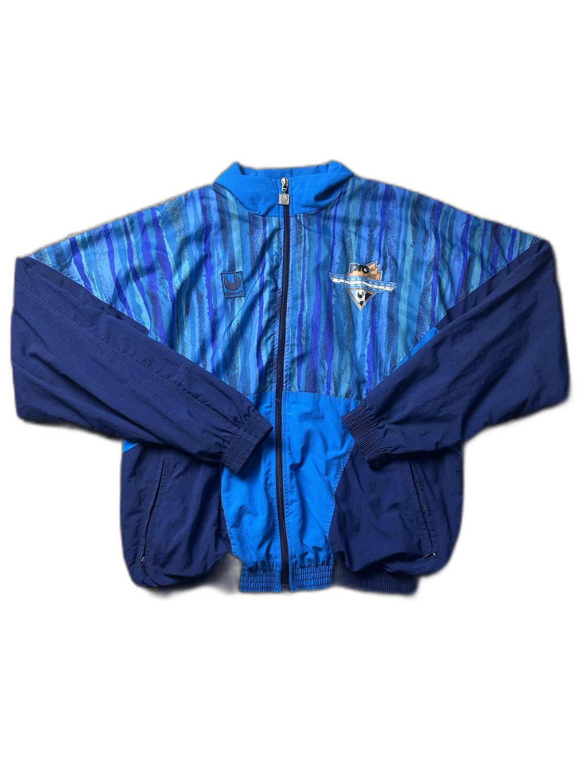 Blusão desportivo vintage azul com riscas - front image 1