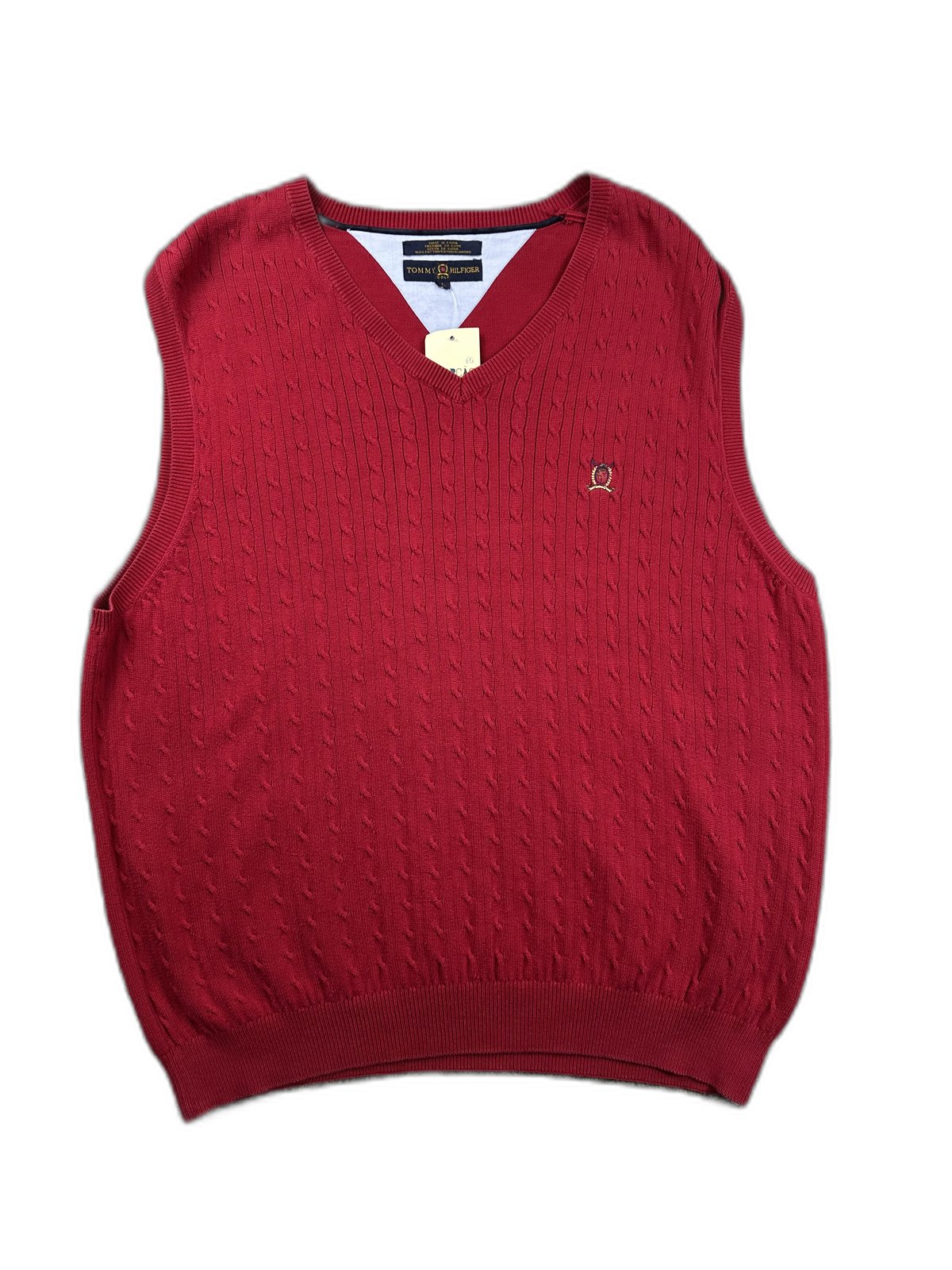 Colete de malha vermelho com logo bordado - front image 1