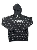 Sweatshirt com capuz Adidas preta com padrão all‑over - front image 1
