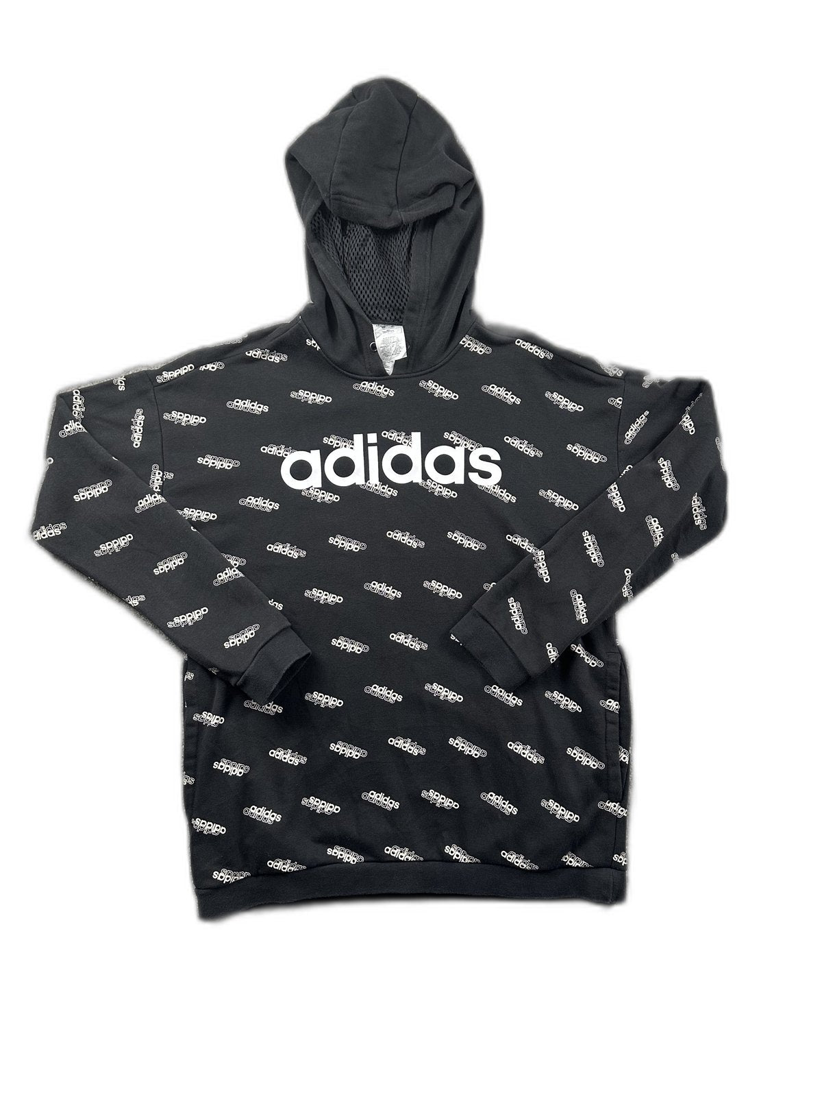 Sweatshirt com capuz Adidas preta com padrão all‑over - front image 1