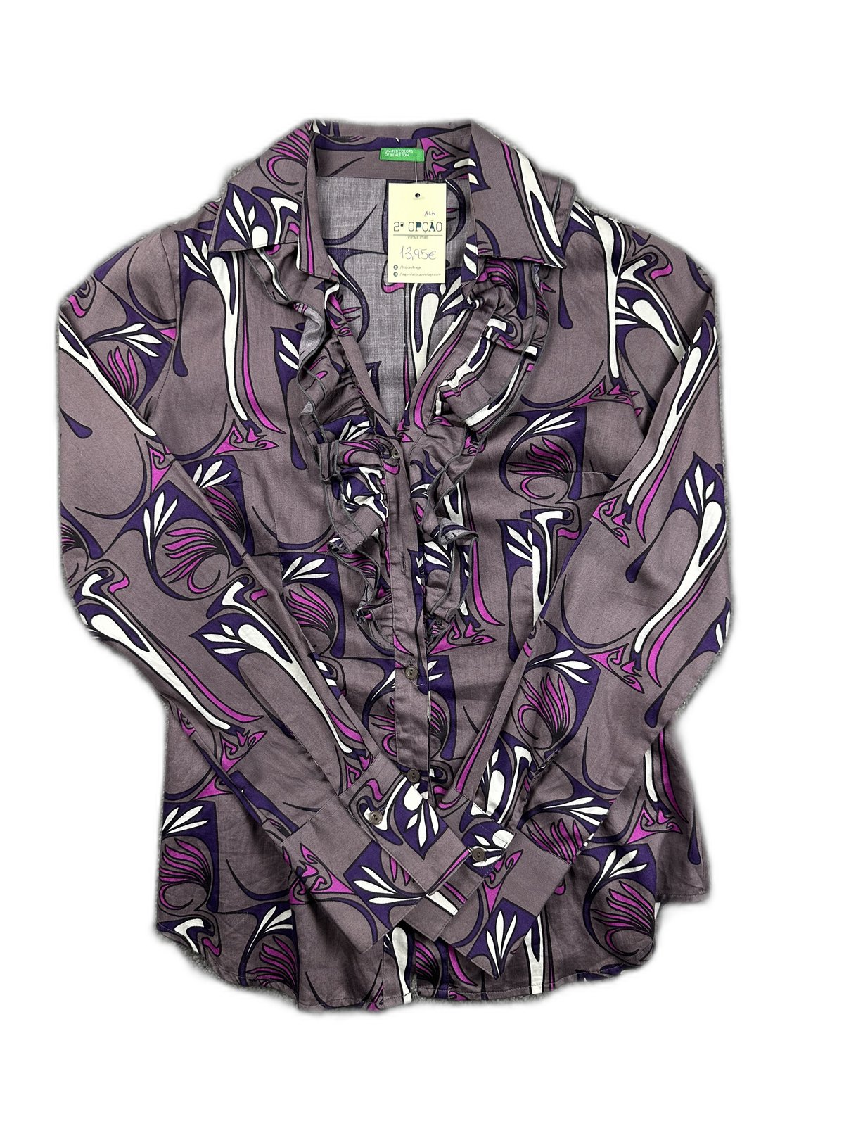 Blusa estampada com folhos - front image 1