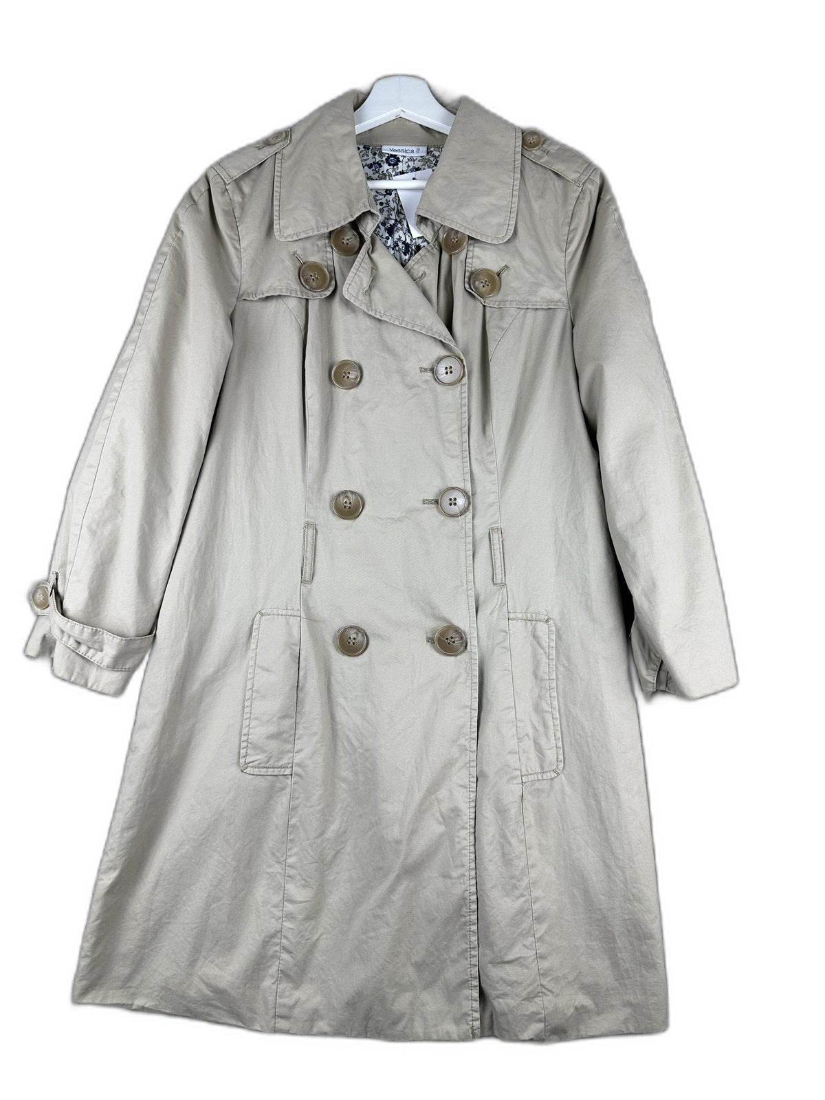 Trench C&A bege com duplo abotoamento e forro floral - front image 1