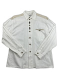 Camisa branca com recorte bege e botões decorativos - front image 1