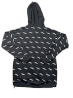 Sweatshirt com capuz Adidas preta com padrão all‑over - back image 2