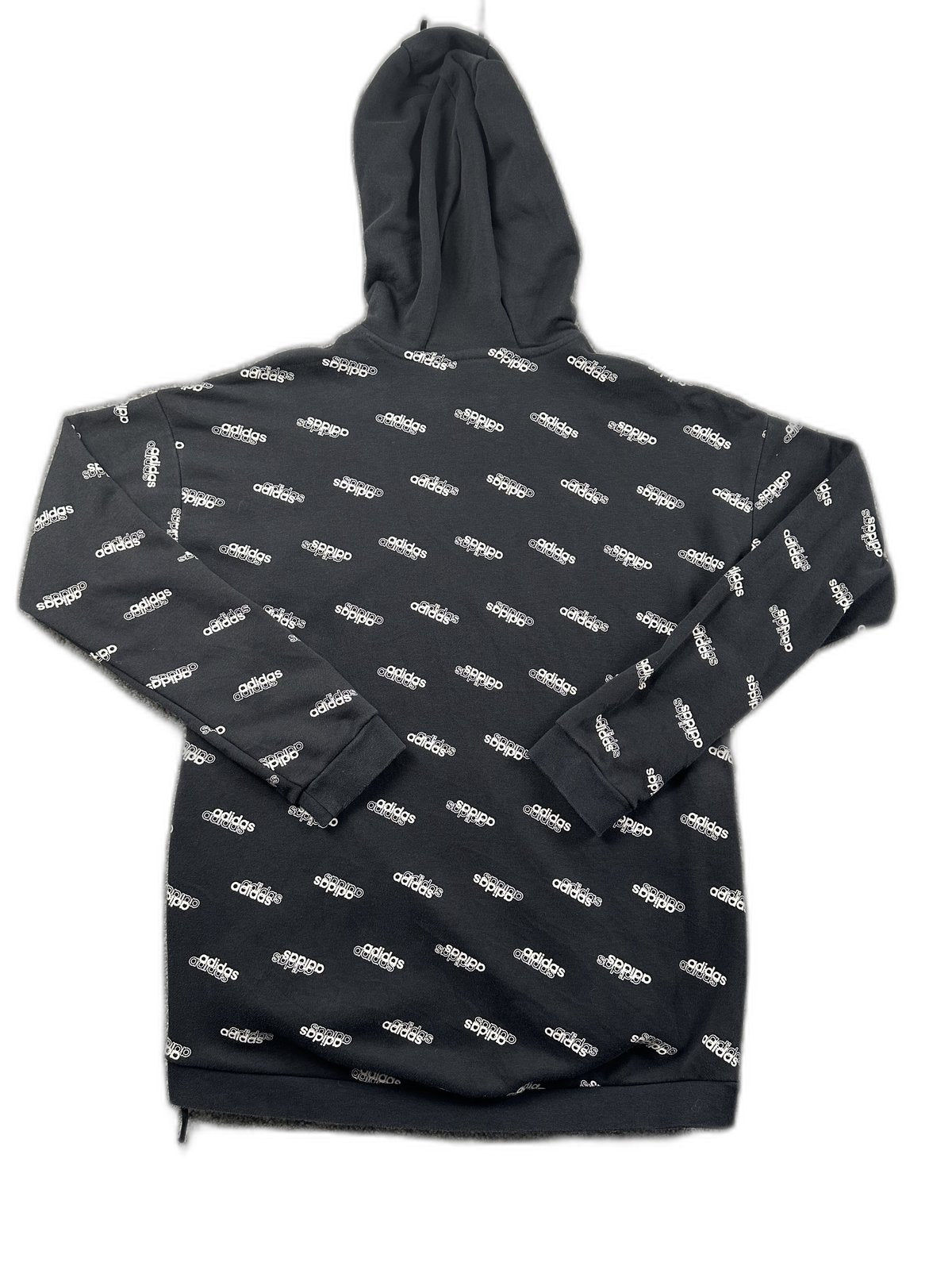 Sweatshirt com capuz Adidas preta com padrão all‑over - back image 2
