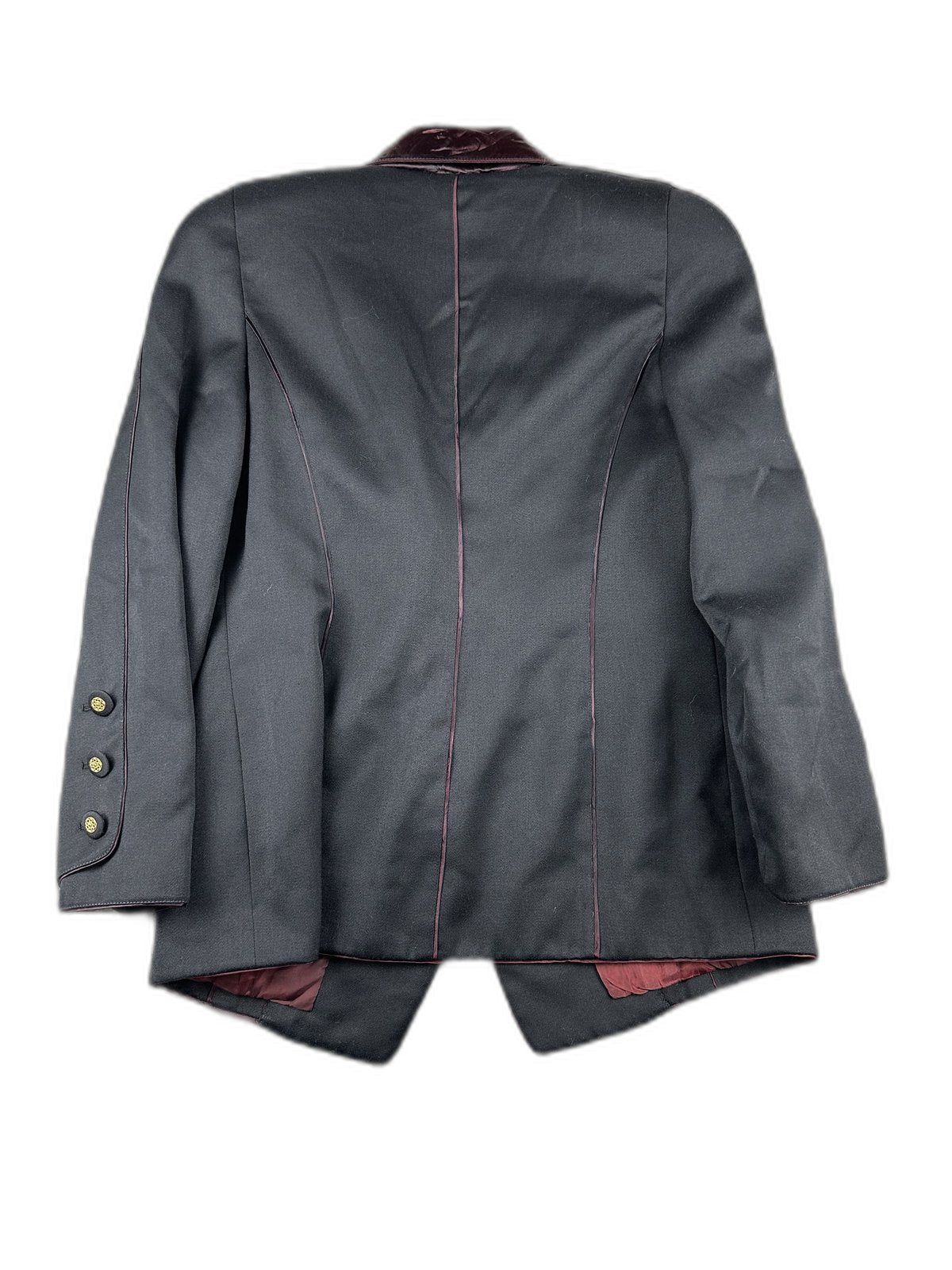 Blazer vintage preto com pormenores bordeaux - back image 2