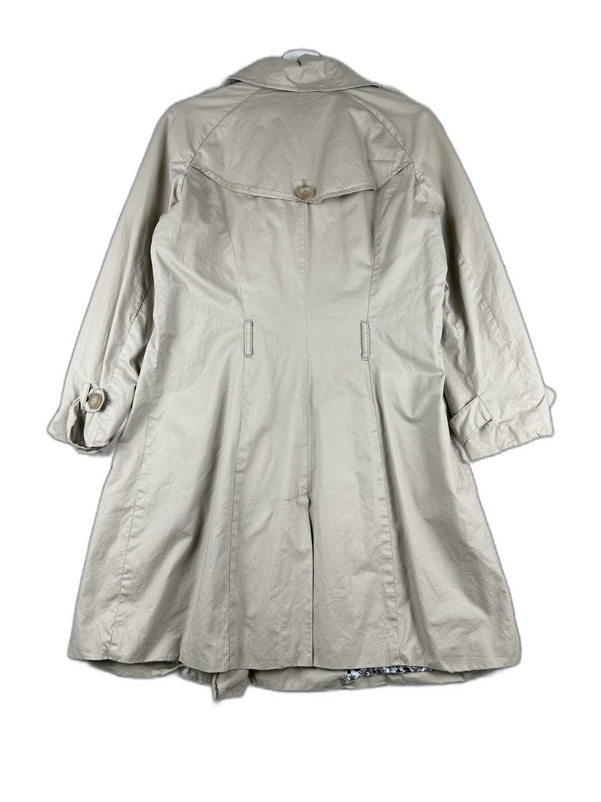 Trench C&A bege com duplo abotoamento e forro floral - back image 2