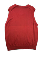 Colete de malha vermelho com gola em V e logo bordado - back image 2