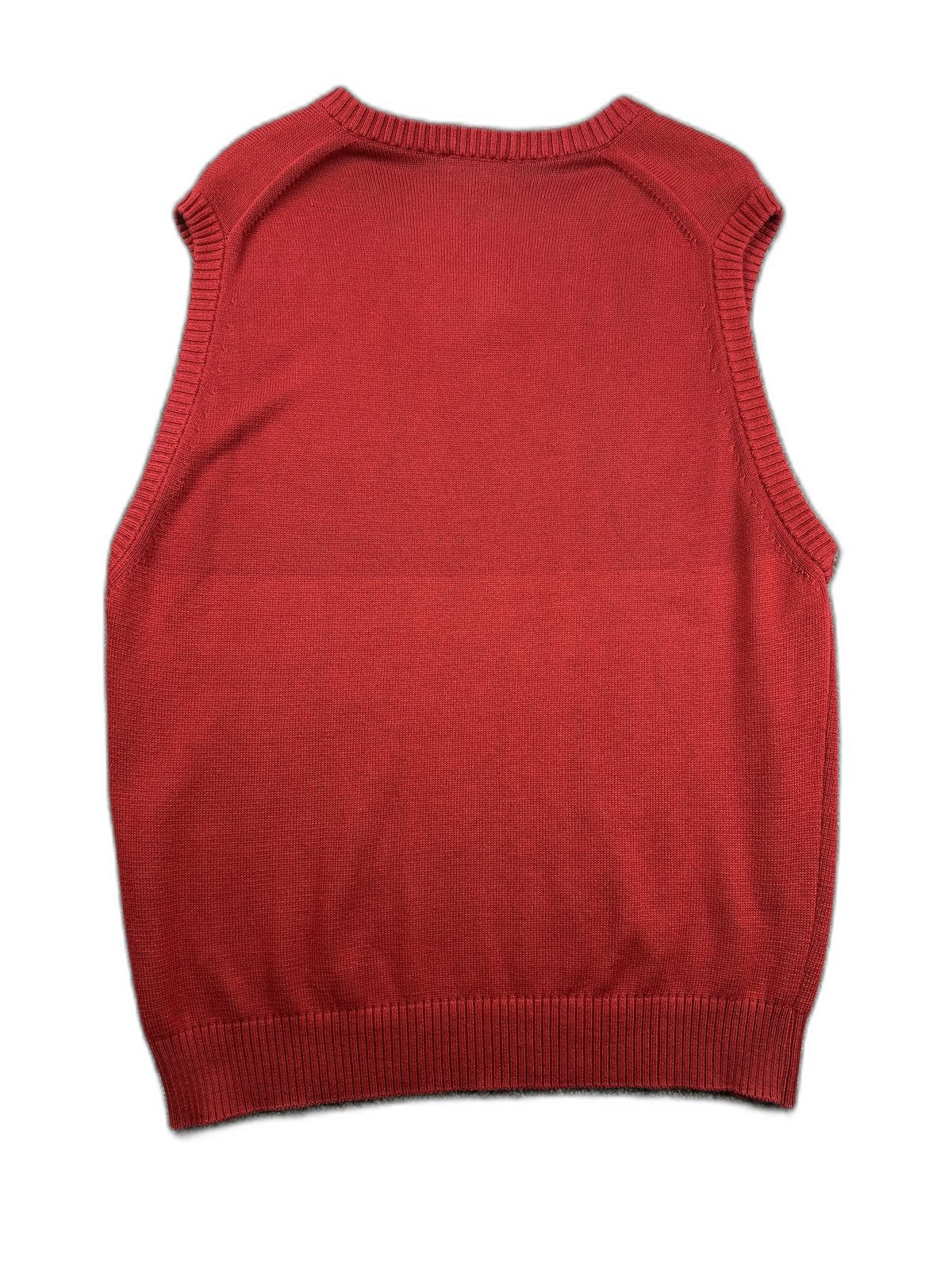 Colete de malha vermelho com gola em V e logo bordado - back image 2
