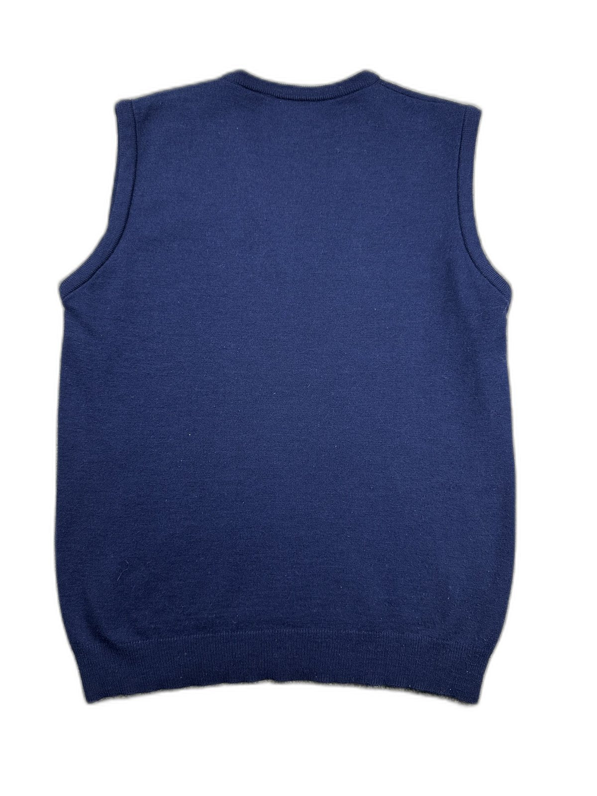 Colete de malha azul‑marinho com decote em V - back image 2