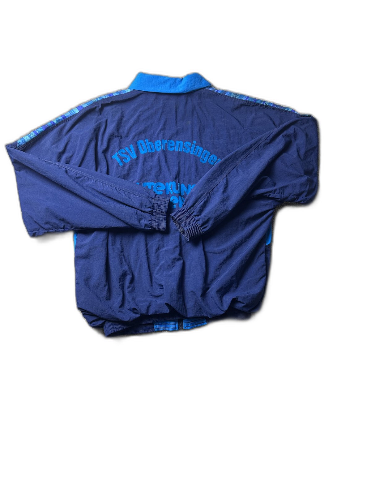 Blusão desportivo vintage azul com riscas - back image 2