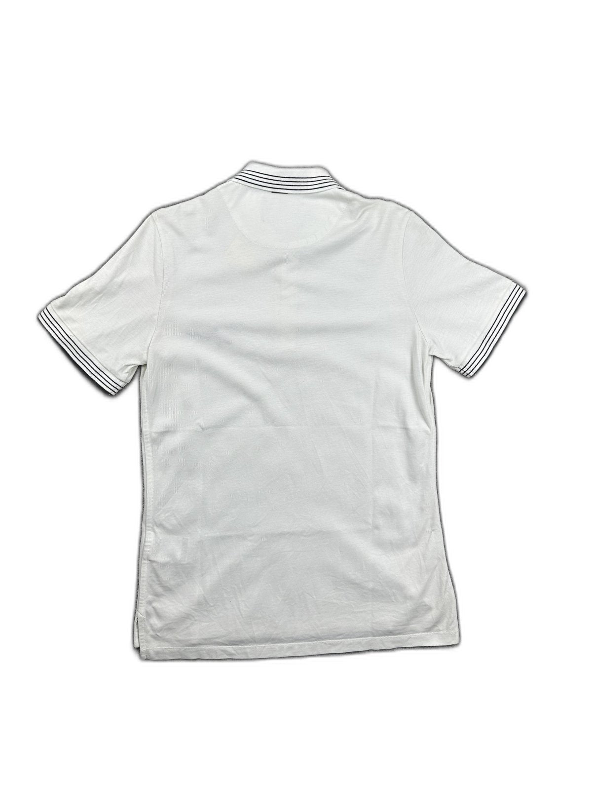 Polo branco com riscas no colarinho e bordado frontal - back image 2